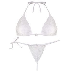 ست شورت و سوتین زنانه پانیذ مدل بندی گیپوری کد 9043 رنگ سفید