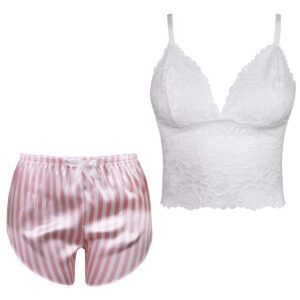 ست نیم تنه و شلوارک زنانه ماییلدا مدل راه راه کد 3969-M66