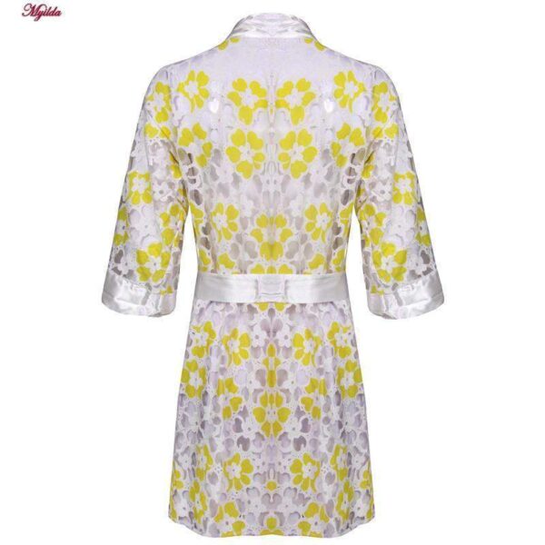 روبدوشامبر زنانه ماییلدا مدل گیپوری گلدار کد 4314 رنگ زرد