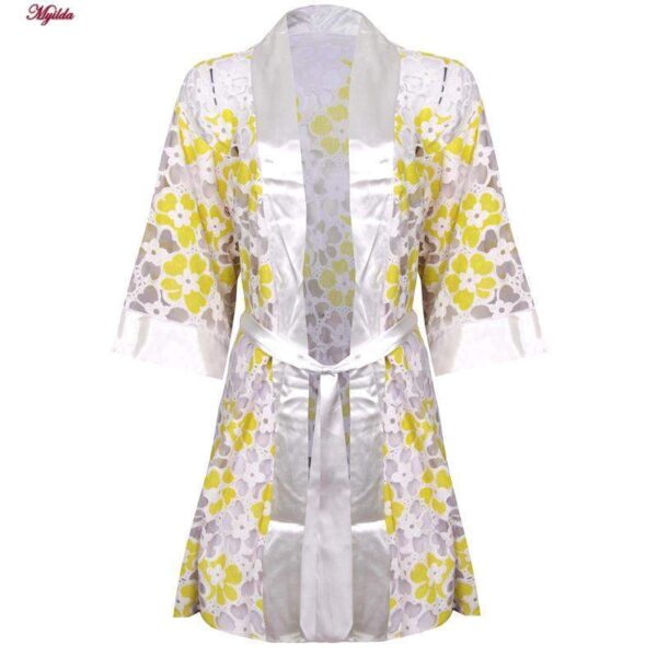 روبدوشامبر زنانه ماییلدا مدل گیپوری گلدار کد 4314 رنگ زرد