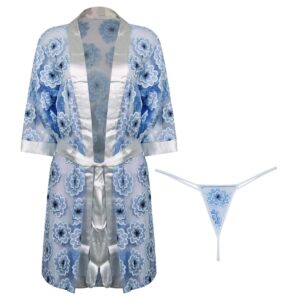 روبدوشامبر زنانه ماییلدا مدل گیپوری گلدار کد 4314 رنگ آبی