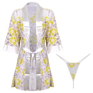 روبدوشامبر زنانه ماییلدا مدل گیپوری گلدار کد 4314 رنگ زرد