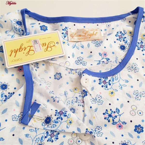 لباس خواب زنانه مدل دکمه دار کد 4380 رنگ آبی