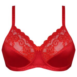 سوتین زنانه پانیذ مدل فنردار گیپوری کد 44400 رنگ قرمز