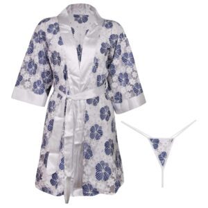 روبدوشامبر زنانه ماییلدا مدل گیپوری گلدار کد 4313 رنگ سرمه ای