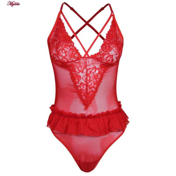 لباس خواب زنانه ماییلدا کد 4419-412 رنگ قرمز به همراه جوراب