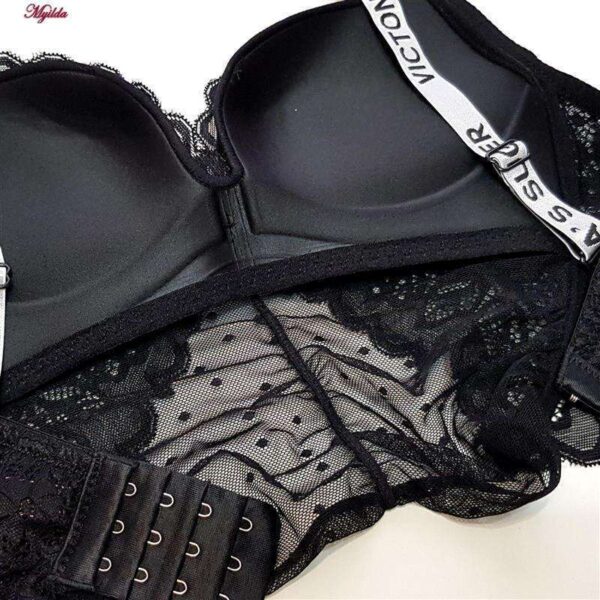 ست شورت و سوتین زنانه مدل پوش آپ بدون فنر گیپوری کد 4468 رنگ مشکی