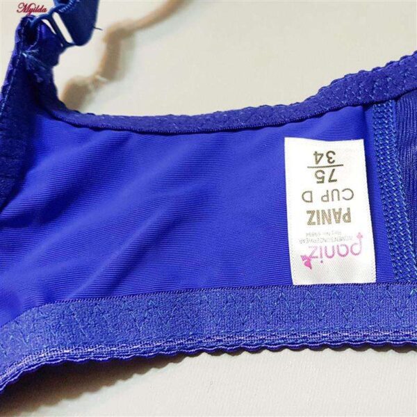 سوتین زنانه پانیذ مدل فنردار گیپوری کد 44400 رنگ آبی کاربنی