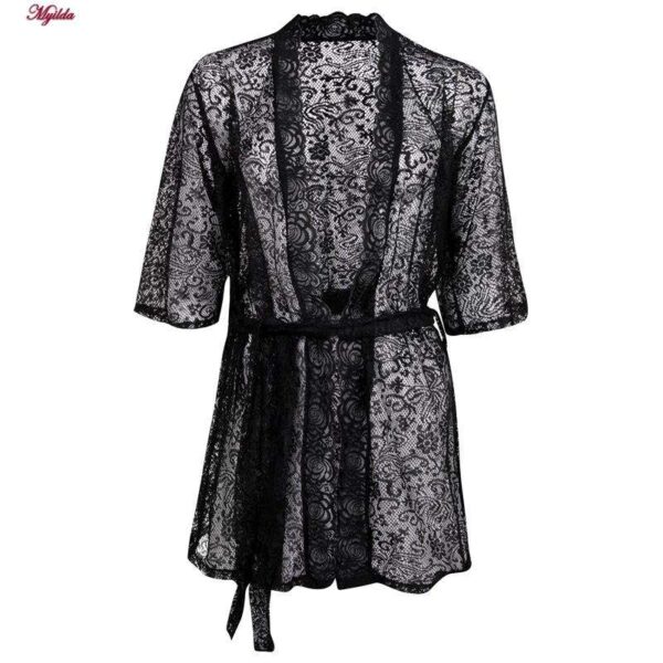 روبدوشامبر زنانه مدل گیپوری کد 4307-81002 رنگ مشکی