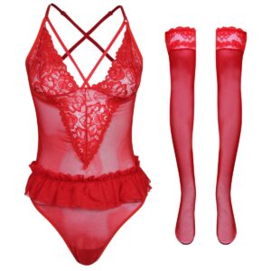 لباس خواب زنانه ماییلدا کد 4419-412 رنگ قرمز به همراه جوراب