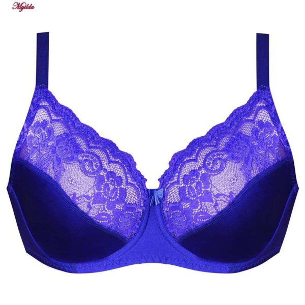 سوتین زنانه پانیذ مدل فنردار گیپوری کد 44400 رنگ آبی کاربنی