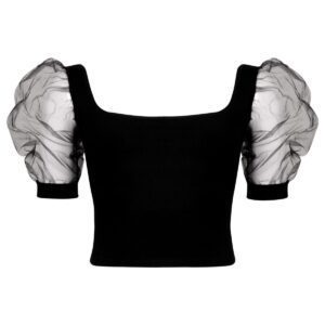 بلوز آستین کوتاه زنانه ماییلدا مدل آستین توری کد 4418-434 رنگ مشکی