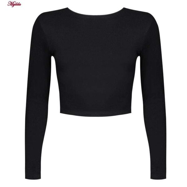 کراپ‌تاپ آستین بلند زنانه ماییلدا مدل 4423-437 رنگ مشکی