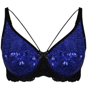 سوتین زنانه ایزابلا مدل پولکی هارنس فنردار کد 4459-02 رنگ آبی کاربنی