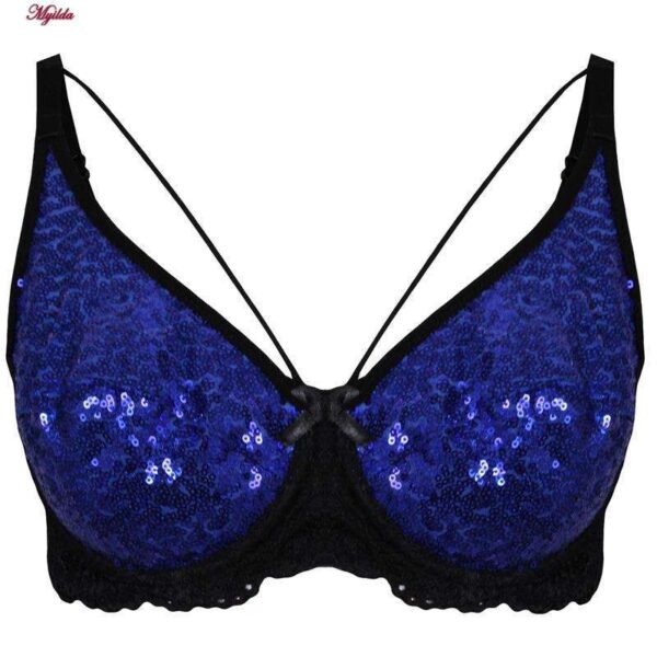 سوتین زنانه ایزابلا مدل پولکی هارنس فنردار کد 4459-02 رنگ آبی کاربنی