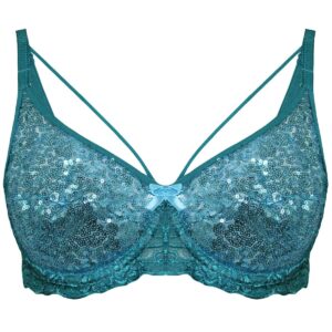 سوتین زنانه ایزابلا مدل پولکی هارنس فنردار کد 4459-09 رنگ آبی فیروزه ای