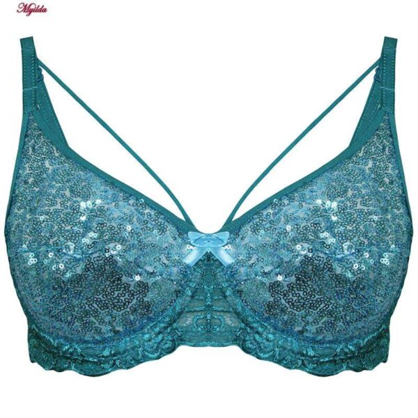 سوتین زنانه ایزابلا مدل پولکی هارنس فنردار کد 4459-09 رنگ آبی فیروزه ای