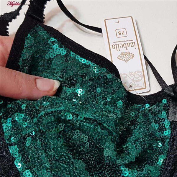 سوتین زنانه ایزابلا مدل پولکی هارنس فنردار کد 4459-06 رنگ کله غازی