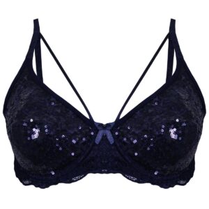 سوتین زنانه ایزابلا مدل پولکی هارنس فنردار کد 4459-04 رنگ سرمه ای