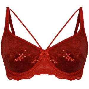 سوتین زنانه ایزابلا مدل پولکی هارنس فنردار کد 4459-08 رنگ قرمز