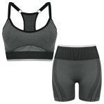 ست نیم تنه و شلوارک ورزشی زنانه ماییلدا مدل بدون فنر پددار کد 4486 رنگ خاکستری تیره