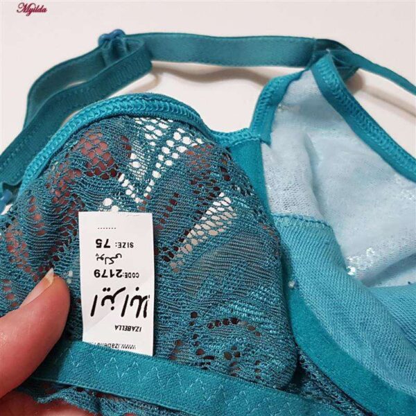 سوتین زنانه ایزابلا مدل پولکی هارنس فنردار کد 4459-09 رنگ آبی فیروزه ای