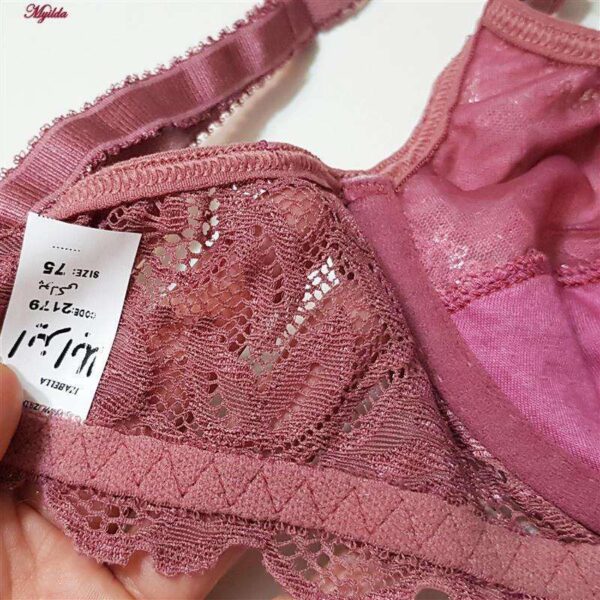 سوتین زنانه ایزابلا مدل پولکی هارنس فنردار کد 4459-01 رنگ کالباسی