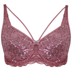 سوتین زنانه ایزابلا مدل پولکی هارنس فنردار کد 4459-01 رنگ کالباسی