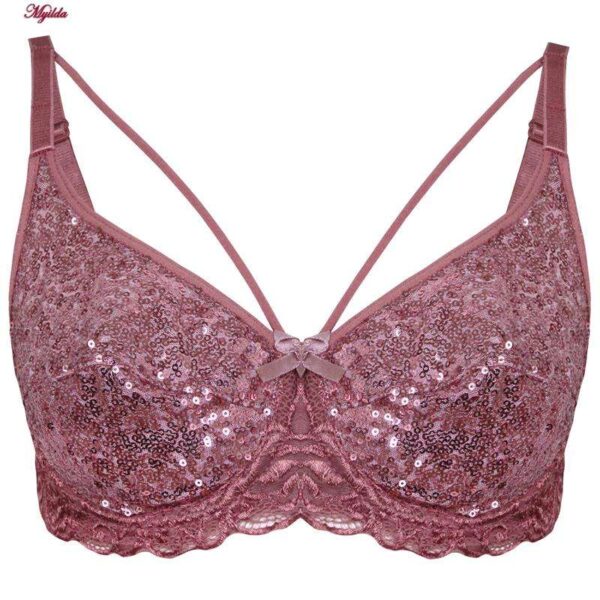 سوتین زنانه ایزابلا مدل پولکی هارنس فنردار کد 4459-01 رنگ کالباسی