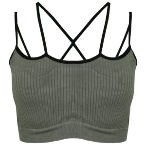 نیم تنه ورزشی زنانه ماییلدا مدل پددار بدون فنر کد 4483 رنگ سبز سدری