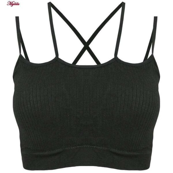 نیم تنه ورزشی زنانه ماییلدا مدل پددار بدون فنر کد 4483 رنگ خاکستری تیره