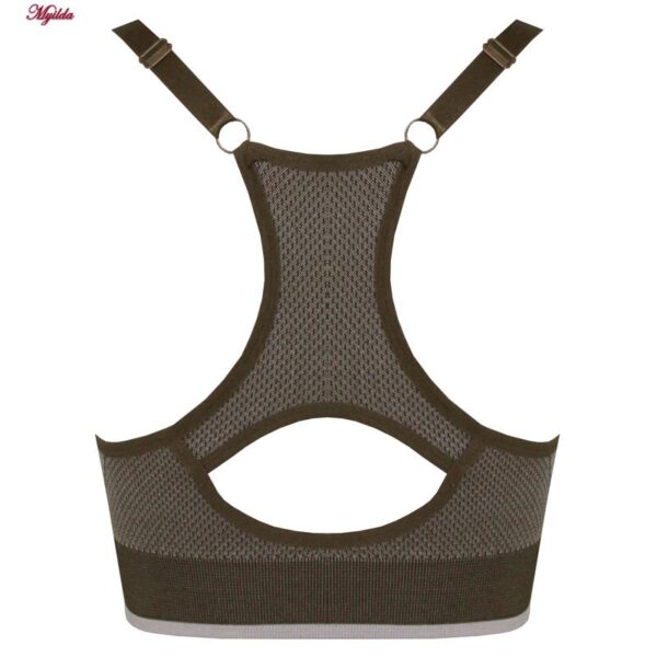 ست نیم تنه و شلوارک ورزشی زنانه ماییلدا مدل بدون فنر پددار کد 4486 رنگ قهوه ای