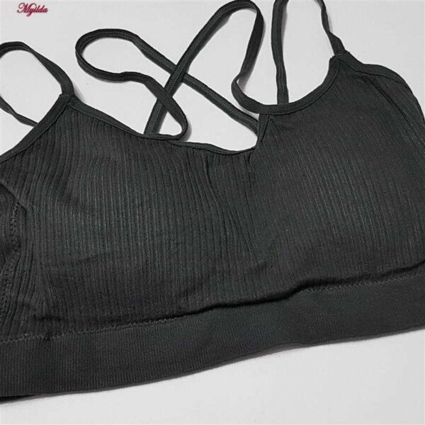 نیم تنه ورزشی زنانه ماییلدا مدل پددار بدون فنر کد 4483 رنگ خاکستری تیره