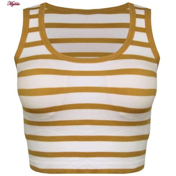 نیم تنه ورزشی زنانه ماییلدا مدل پددار بدون فنر کد 4481 رنگ خردلی