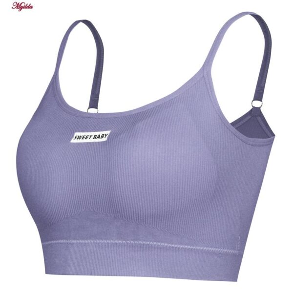 ست نیم تنه و شلوارک ورزشی زنانه ماییلدا مدل پددار بدون فنر کد 4580 رنگ یاسی