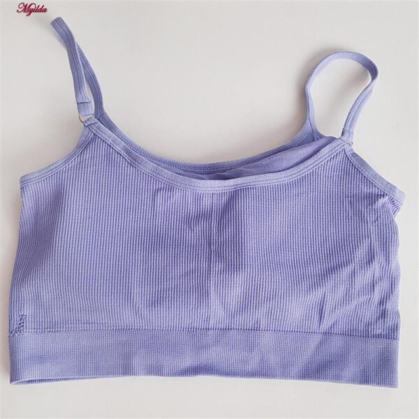 ست نیم تنه و شلوارک ورزشی زنانه ماییلدا مدل پددار بدون فنر کد 4580 رنگ یاسی