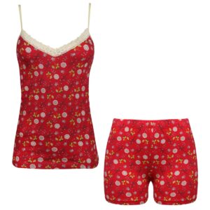 ست تاپ و شلوارک زنانه کوزا مدل پنبه ای کد 9115 رنگ قرمز