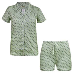 ست شومیز و شلوارک زنانه کوزا مدل دکمه ای کد 9118 رنگ سبز