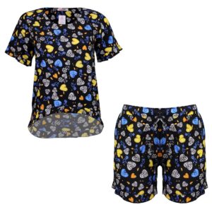 ست تی شرت آستین کوتاه و شلوارک زنانه کوزا مدل 9144-2 رنگ آبی