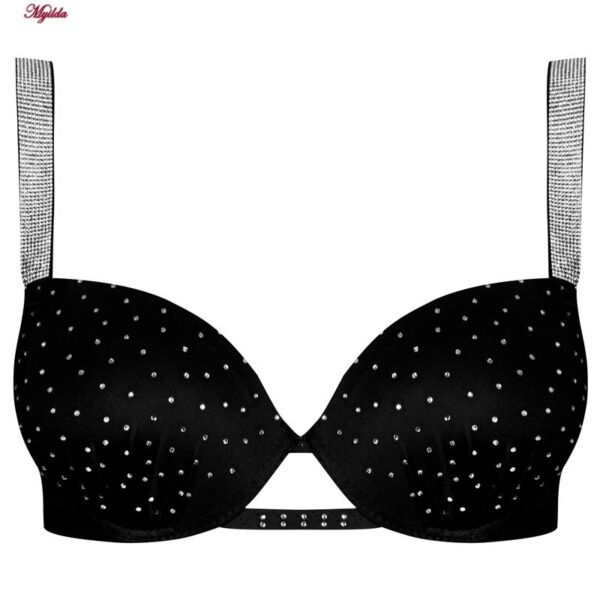 ست شورت و سوتین زنانه ماییلدا مدل پوش آپ فنردار نگینی کد 4640 رنگ مشکی