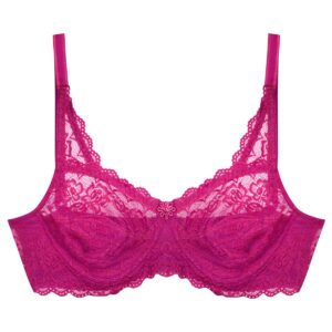 سوتین زنانه پانیذ مدل گیپوری فنردار کد 66365-new رنگ سرخابی