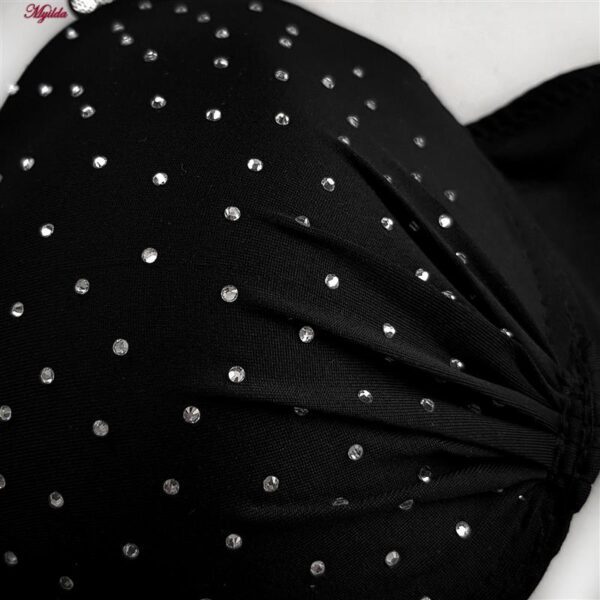 ست شورت و سوتین زنانه ماییلدا مدل پوش آپ فنردار نگینی کد 4640 رنگ مشکی