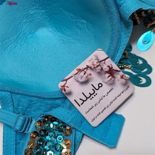 سوتین زنانه ماییلدا مدل فنردار پولکی دکلته کد 4512-14 رنگ آبی