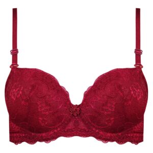 سوتین زنانه لنا مدل پوش آپ دکلته فنردار کد 4627 رنگ زرشکی