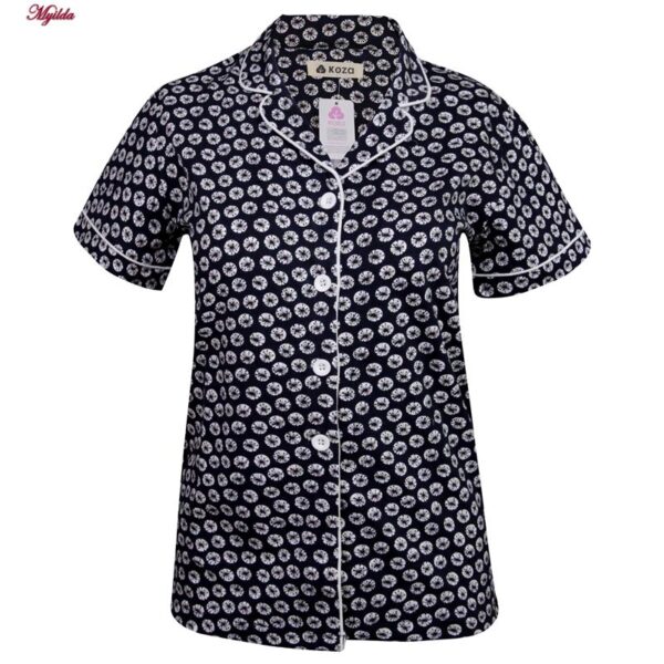 لباس خواب زنانه کوزا مدل دکمه دار کد 9118_MY_K رنگ سرمه ای