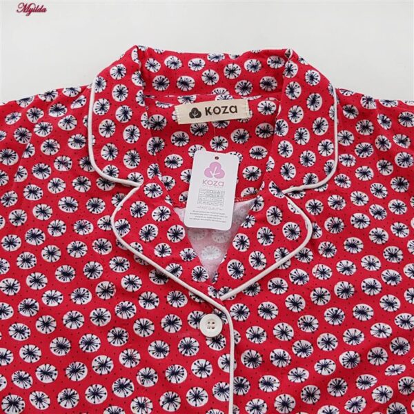 لباس خواب زنانه کوزا مدل دکمه دار کد 9118-MY-K رنگ قرمز