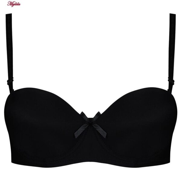 سوتین زنانه ماییلدا مدل دکلته پوش آپ فنردار کد 4643 رنگ مشکی