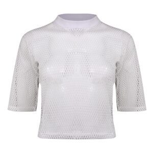 کراپ تاپ زنانه ماییلدا مدل توری کد 4653-5279 رنگ سفید