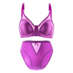 ست شورت و سوتین زنانه لین مدل فنردار کد 4682-743 رنگ بنفش