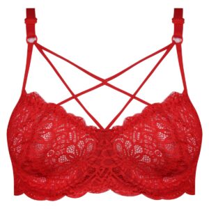 سوتین زنانه کارنا رز مدل فنردار هارنس ستاره ای کد 4679-315-4 رنگ قرمز